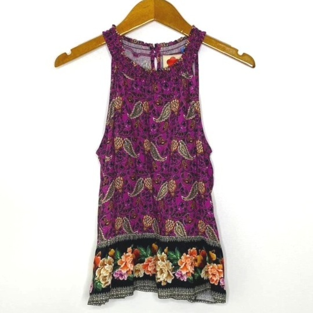 Farm Rio Mikah Halter Top Anthropologie Purple Size XS
